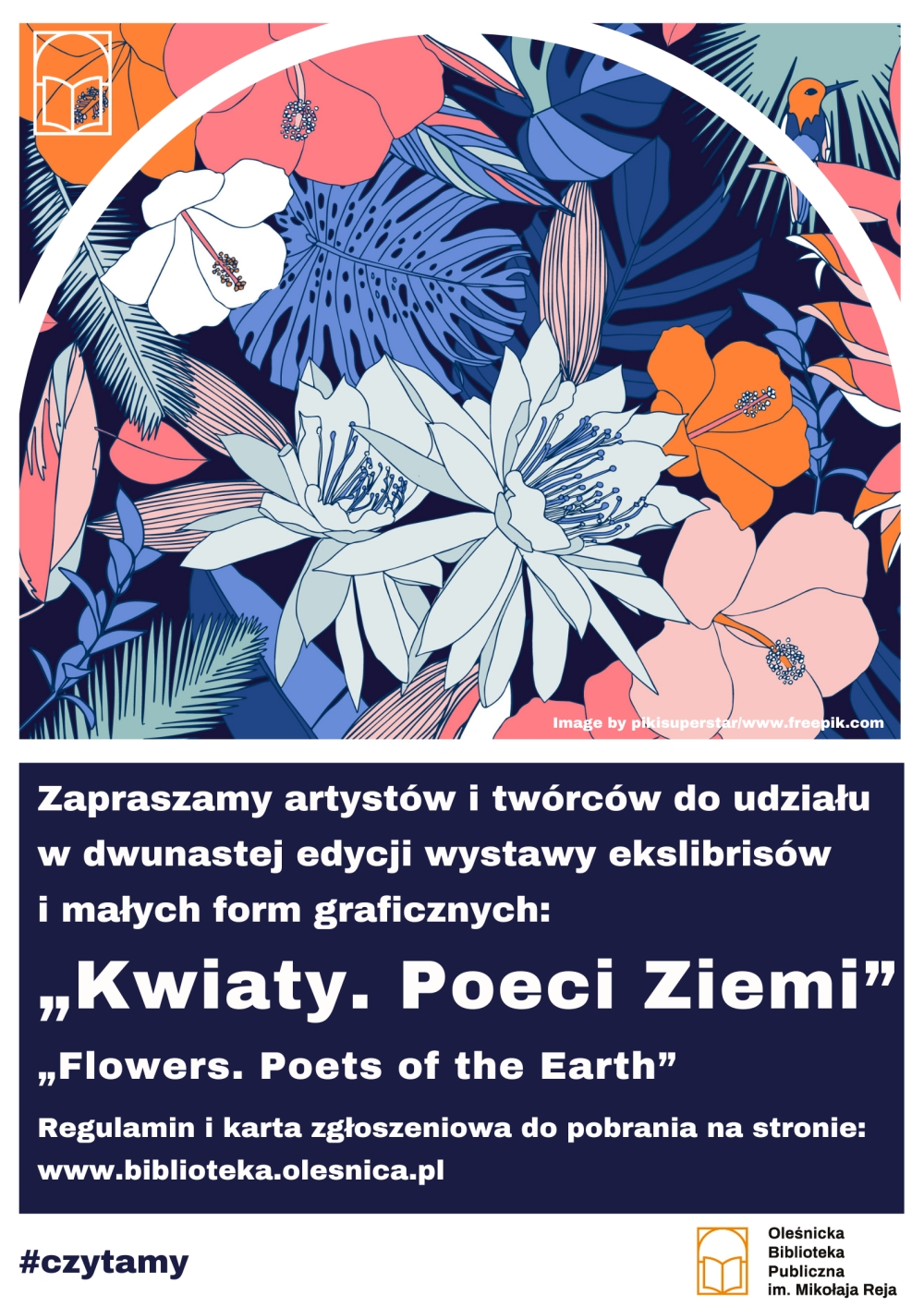 Plakat promujący uczestnictwo w XII edycji wystawy ekslibrisów i małych form graficznych